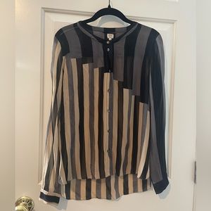 Wilfred from Aritzia Silk Striped Blouse, Size Small, Small Snag